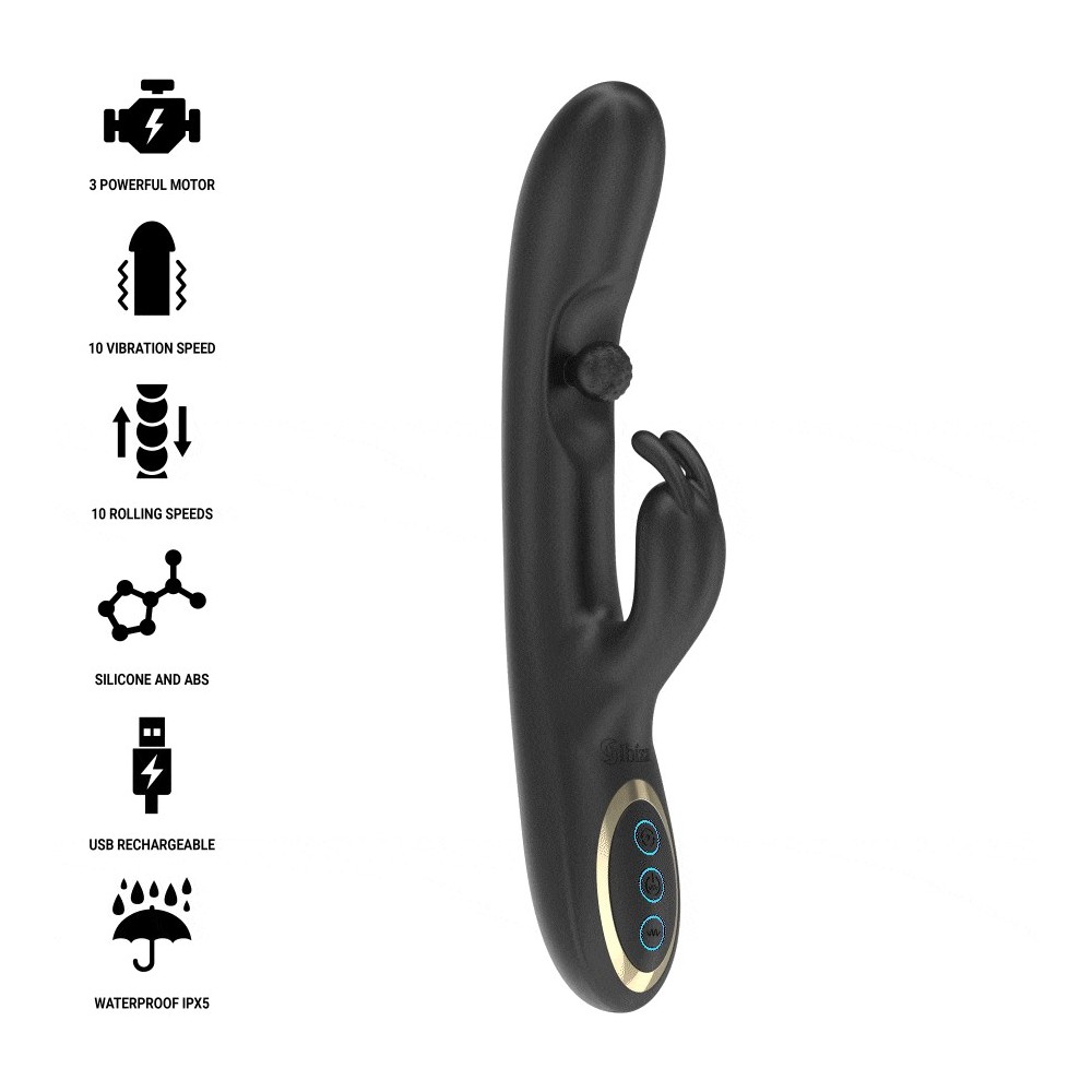 IBIZA - POWERFUL RABBIT VIBRATOR WITH MASSAGING ROLLING PEARL