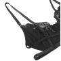 SUBBLIME - ENSEMBLE 3 PIÈCES SOUTIEN-GORGE + STRING + JARRETIÈRE DENTELLE NOIR S/M
