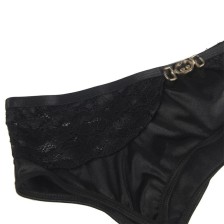 SUBBLIME - SET OF 3 PIECES BRA + THONG + LACE GARTER BLACK L/XL
