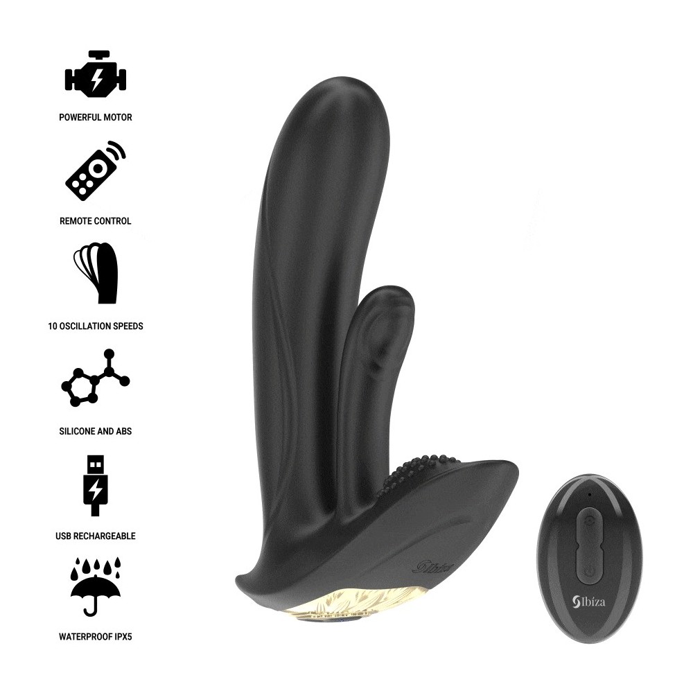 IBIZA - VIBRATEUR PORTABLE AVEC STIMULATION DU POINT G ET DU CLITORIS AVEC TÉLÉCOMMANDE