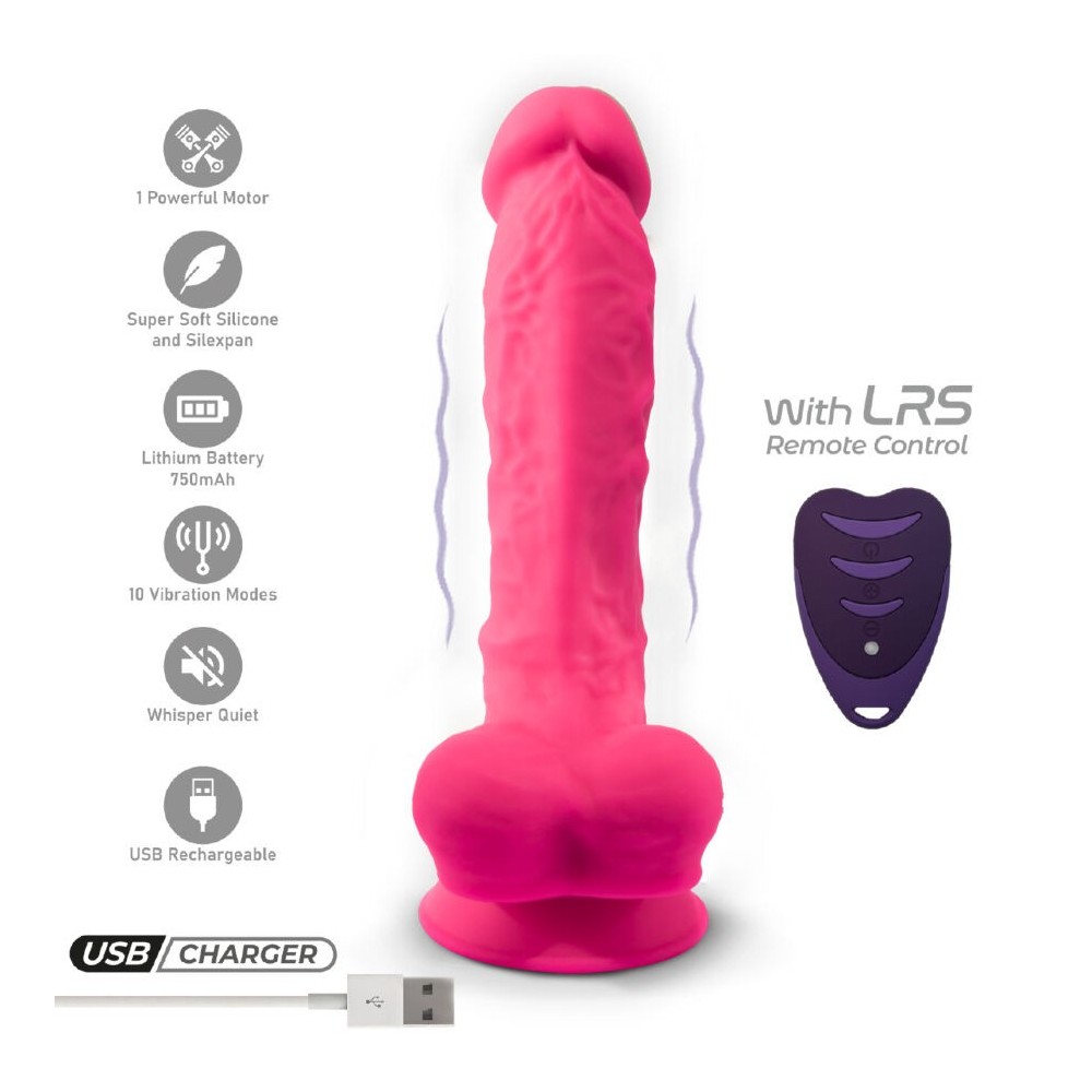 SILEXD - MODELO DE PÊNIS REALISTA 18 ROSA VIBRAÇÃO + CONTROLE REMOTO LRS