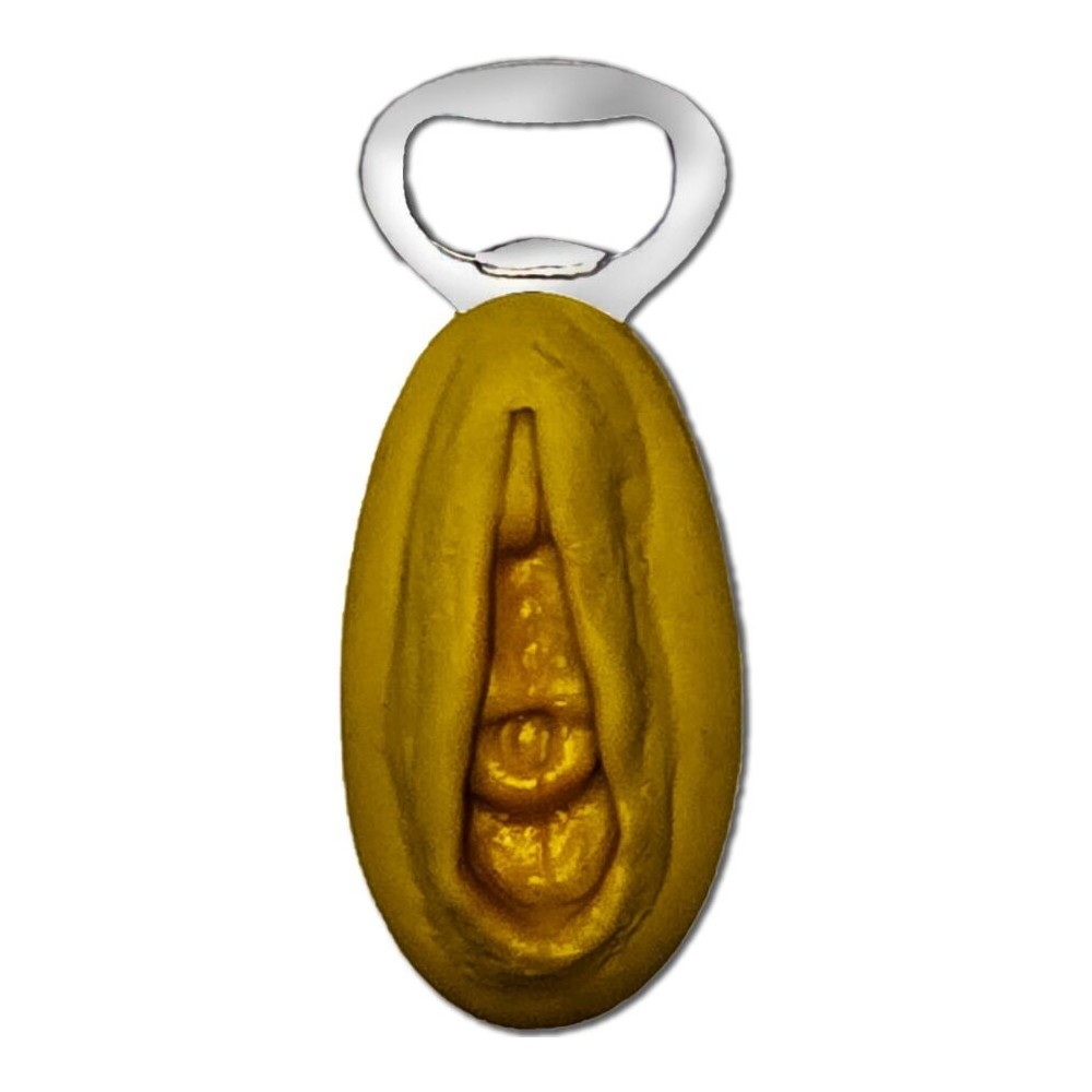 DIABLO PICANTE - OUVRE-BOÎTE EN ARGENT AVEC UNE FORME DE VAGIN DORÉ