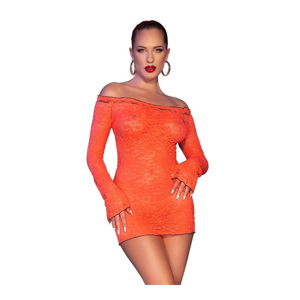 CHILIROSE - CR 4859 ORANGE MINI DRESS L