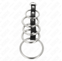 KINK - 5 METALL PENISRINGE 3,2 CM BIS 5 CM DURCH LEDER VERBUNDEN
