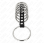 KINK - 7 ANNEAUX PÉNIS EN MÉTAL DE 3,2 CM À 5 CM CONNECTÉS PAR DU CUIR