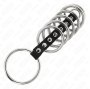KINK - 7 METAL PENIS RINGS 3.2 CM TO 5 CM CONNECTED BY LEATHER