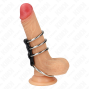 KINK - 4 METAL PENIS RINGS 3.7 CM TO 5 CM CONNECTED BY LEATHER