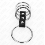 KINK - 4 ANNEAUX PÉNIS EN MÉTAL DE 3,7 CM À 5 CM CONNECTÉS PAR DU CUIR