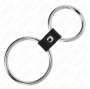 KINK - DOUBLE ANNEAU PÉNIS EN MÉTAL DE 3,7 CM À 5 CM RELIE PAR SANGLE EN CUIR MODÈLE 3
