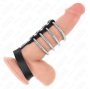 KINK - 4 METAL PENIS RINGS 3.8 CM CONNECTED WITH LEATHER STRAP 22 X 1.5 CM AND PRESSURE CLOSURE