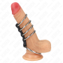 KINK - 5 ANÉIS DE PÊNIS DE 3,7 CM A 5 CM DE METAL CONECTADOS POR COURO