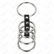 KINK - 5 PENISRINGE 3,7 CM BIS 5 CM METALL DURCH LEDER VERBUNDEN