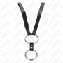 KINK - ANNEAU PÉNIS DOUBLE MÉTAL 3,8 CM À 5 CM AVEC CEINTURE EN CUIR 112 CM