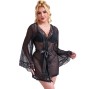 SUBBLIME - TRANSPARENT FABRIC ROBE WITH LACE DETAIL BLACK S/M