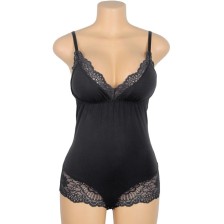 SUBBLIME - TEDDY PRETO FLORAL DETALHE DE RENDA L/XL
