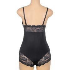 SUBBLIME - TEDDY PRETO FLORAL DETALHE DE RENDA S/M
