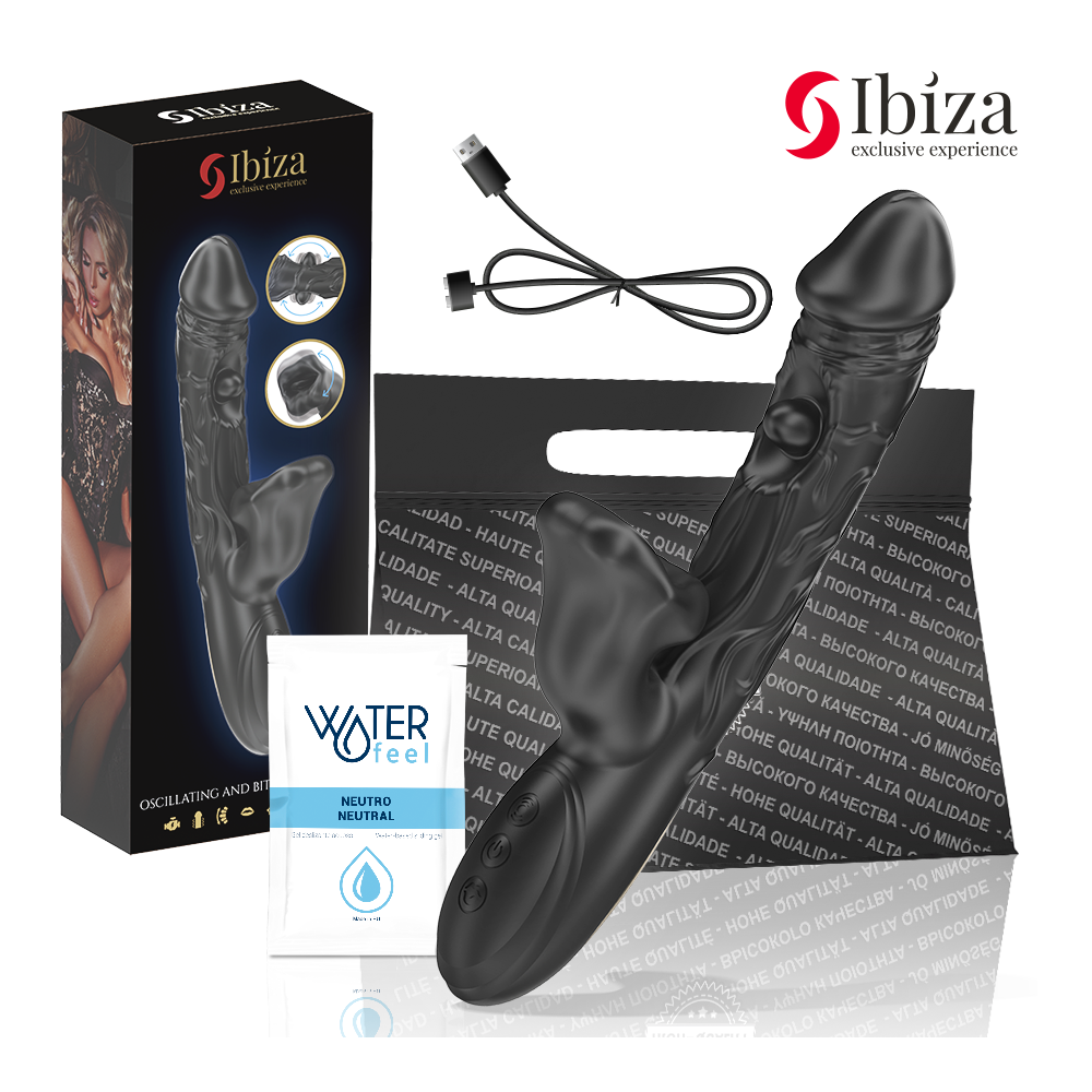 IBIZA - VIBRADOR E ESTIMULADOR DE CLITÓRIS COM EFEITO DE MORDIDA E ROTAÇÃO