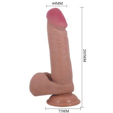 PRETTY LOVE - SLIDING SKIN SERIES REALISTIC DILDO WITH SLIDING SKIN SUCTION CUP BROWN 20.5 CM