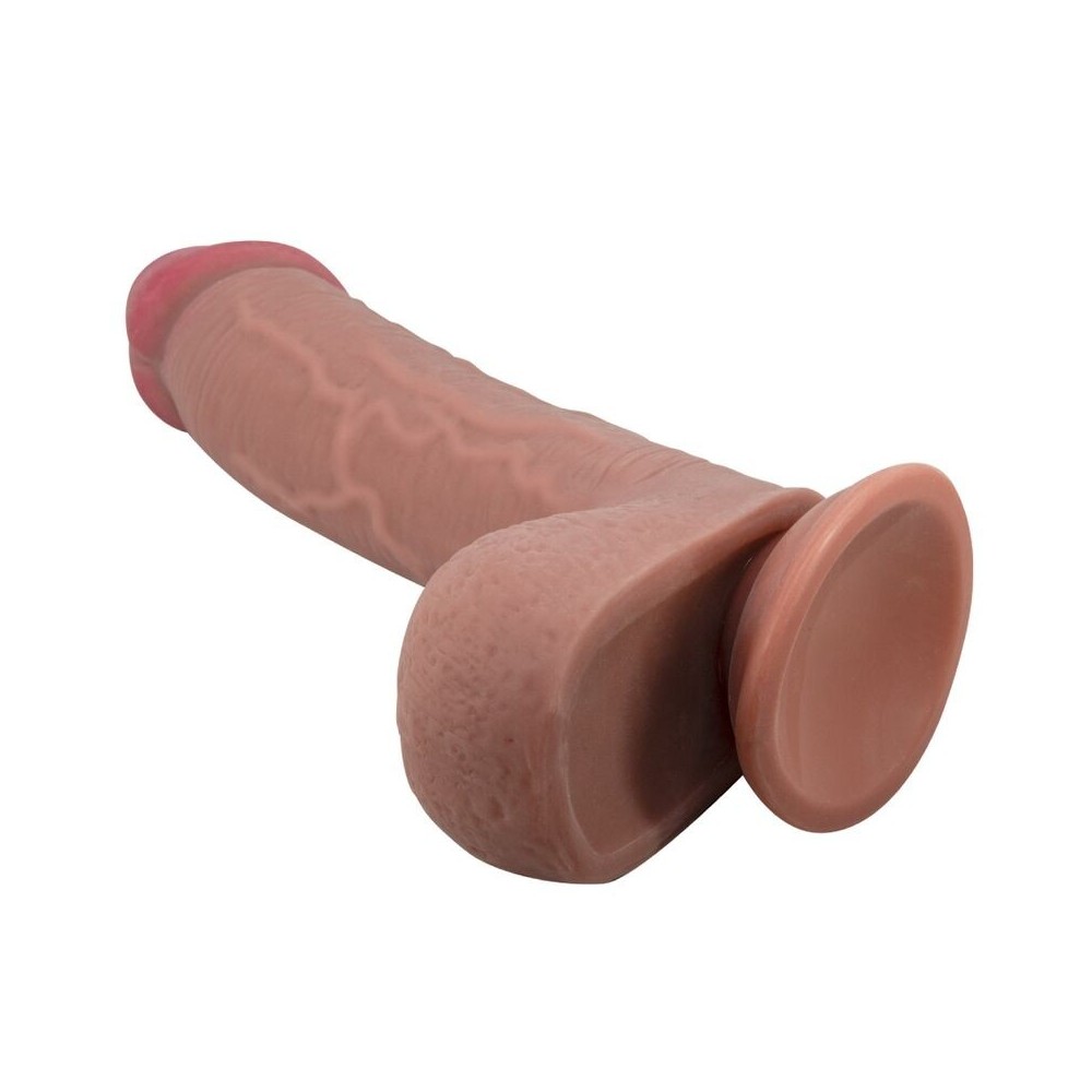 PRETTY LOVE - SLIDING SKIN SERIES REALISTIC DILDO WITH SLIDING SKIN SUCTION CUP BROWN 23.4 CM