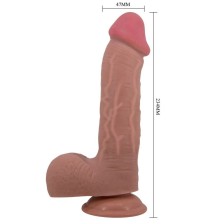 PRETTY LOVE - SÉRIE SLIDING SKIN DILDO REALÍSTICO COM VENTOSA DESLIZANTE PELE MARROM 23,4 CM