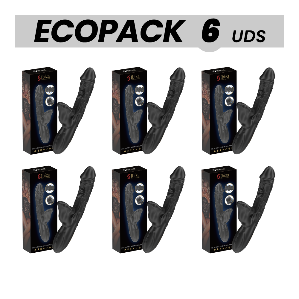 ECOPACKS 6 UNITS - IBIZA VIBRATOR AND CLITORIS STIMULATOR WITH BITING AND ROTATION EFFECT