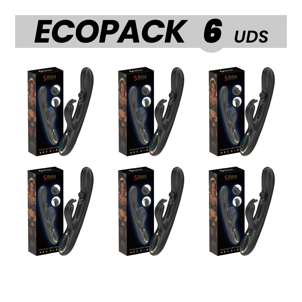 ECOPACKS 6 EINHEITEN - IBIZA LEISTUNGSSTARKER RABBIT-VIBRATOR MIT MASSAGE-ROLLENDER PERLE