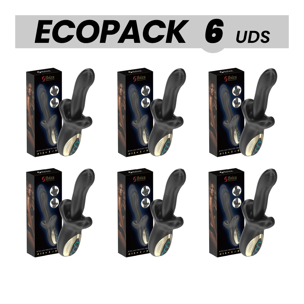 ECOPACKS 6 UNITÉS - IBIZA VIBRATEUR PUISSANT AVEC EFFET DE POUSSÉE ET DE MORSURE