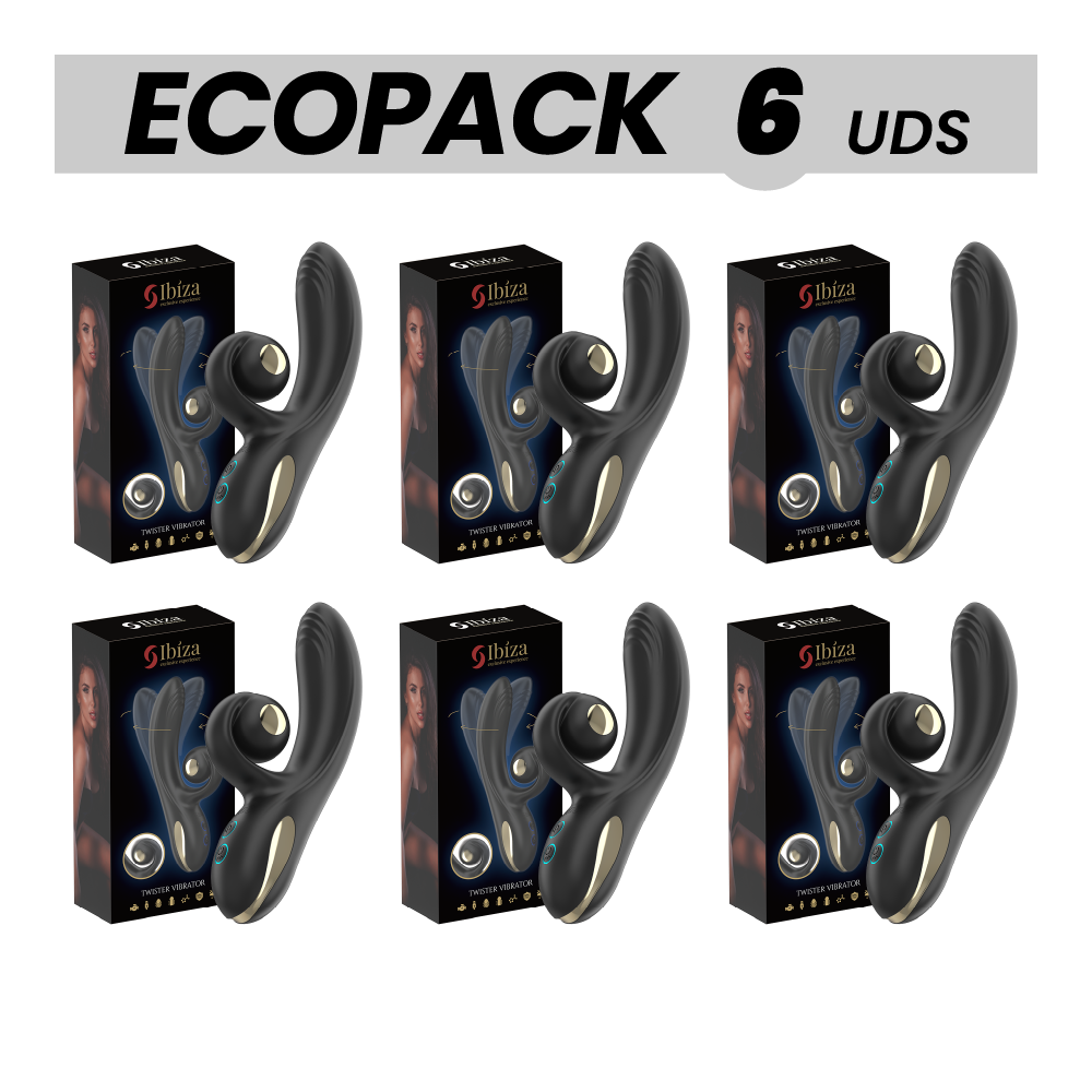 ECOPACKS 6 UNITÉS - VIBRATEUR IBIZA TWISTER AVEC STIMULATEUR DE COURBES ET VIBRO-ROTATION
