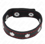 KINK - ANNEAU PÉNIS EN CUIR AVEC FERMETURE À PRESSION DOUBLURE ROUGE 21 X 1,5 CM