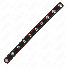 KINK - ANEL DE COURO PARA PÊNIS COM FECHO DE PRESSÃO FORRO VERMELHO 21 X 1,5 CM