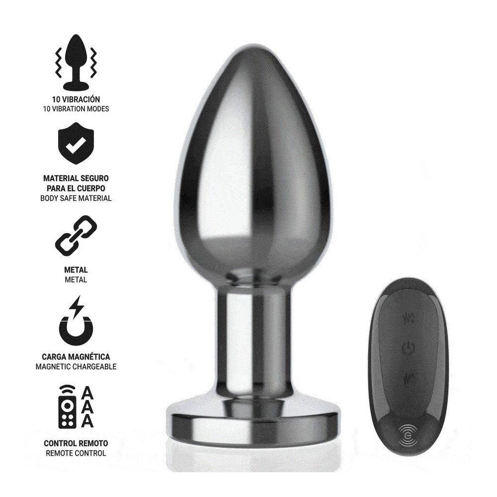 INTENSE - PLUG ANAL 10 VIBRAÇÕES METAL COM CONTROLE REMOTO L