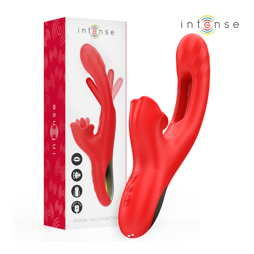 INTENSE - JESSICA MULTIFUNCTION VIBRATOR CLITORIS STIMULATION 24.8 CM RED