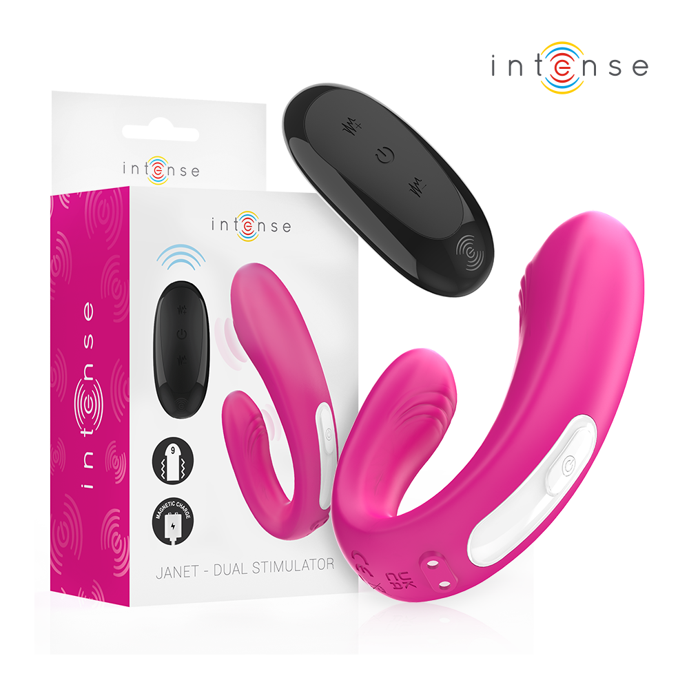 INTENSE - JANET DOPPELTER U-FÖRMIGER STIMULATOR UND VIBRATOR MIT FERNBEDIENUNG ROSA
