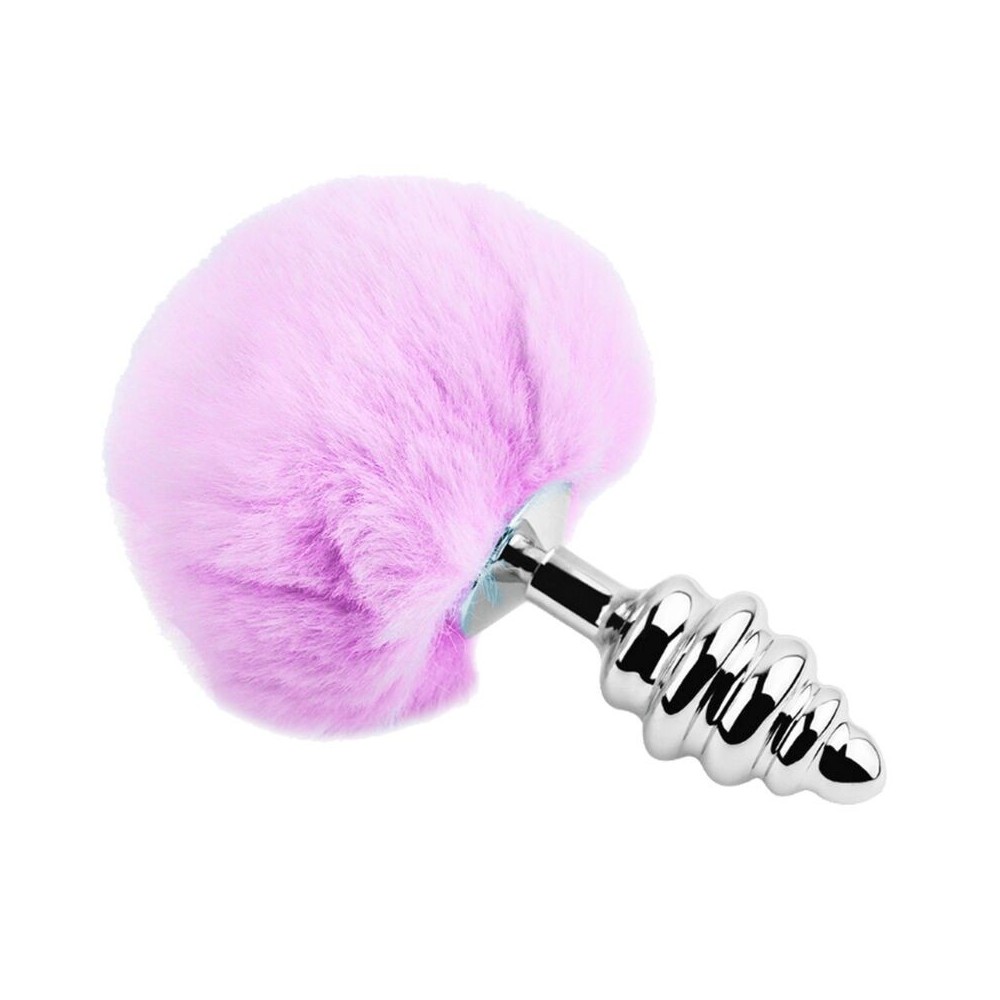 ALIVE - PLUG PIACERE ANALE SPIRALE METALLO FLUFFY VIOLA TAGLIA M
