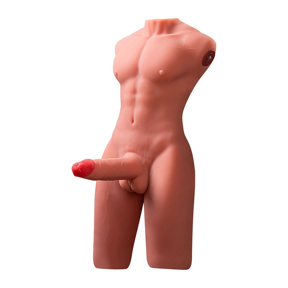 XISE - JASON MEIO CORPO MASCULINO REALISTA COM FUNÇÃO DE EMPURRAR E VIBRAR 55 CM