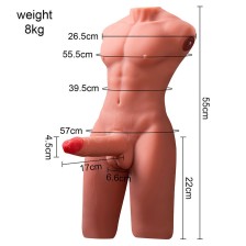 XISE - JASON MEIO CORPO MASCULINO REALISTA COM FUNÇÃO DE EMPURRAR E VIBRAR 55 CM