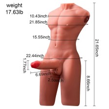 XISE - JASON MEIO CORPO TORSO MASCULINO REALISTA COM IMPULSO E VIBRAÇÃO 55 CM