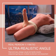 XISE - JASON MEIO CORPO MASCULINO REALISTA COM FUNÇÃO DE EMPURRAR E VIBRAR 55 CM