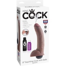 KING COCK - REALISTISCHER BRAUNER EJAKULATOR-PENIS 22.86 CM