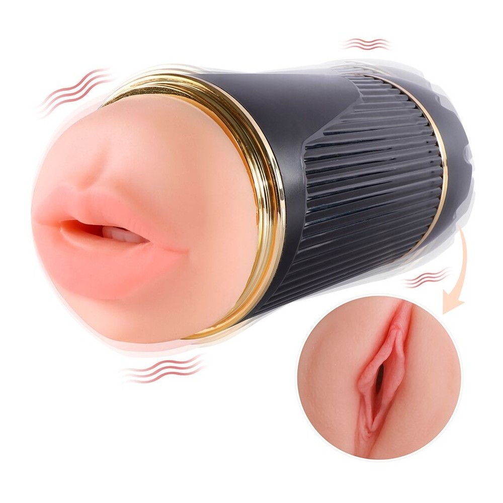 SHEQU - KAY DOUBLE MASTURBATOR WITH DUAL MOUTH AND VAGINA VIBRATION