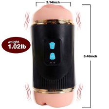 SHEQU - KAY MASTURBADOR DUPLO COM BOCA DUPLA E VIBRAÇÃO DE VAGINA