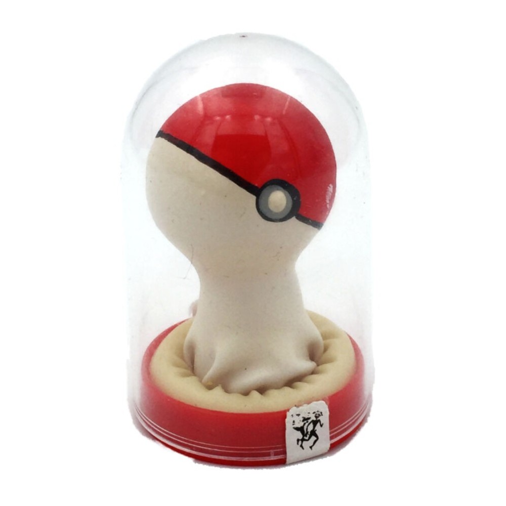 CONDOMERIE - PRÉSERVATIFS FANTAISIE PEINTS À LA MAIN POKEBALL ROUGE-BLANC