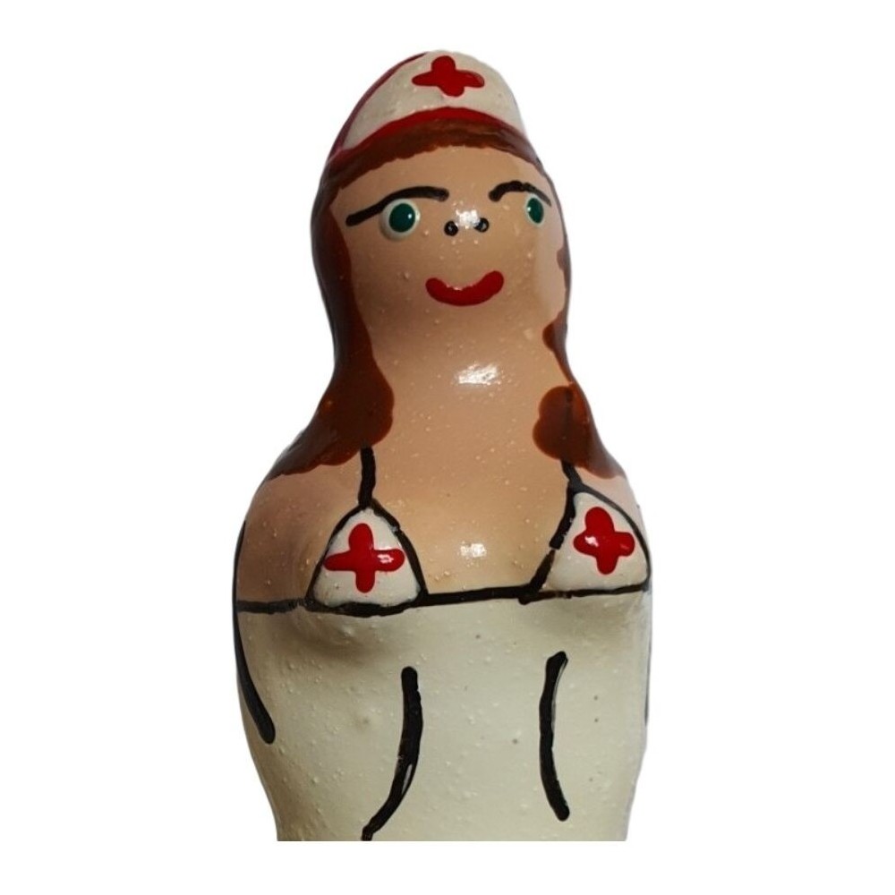 CONDOMERIE - PRÉSERVATIFS FANTAISIE PEINTS À LA MAIN INFIRMIÈRE BRUNE
