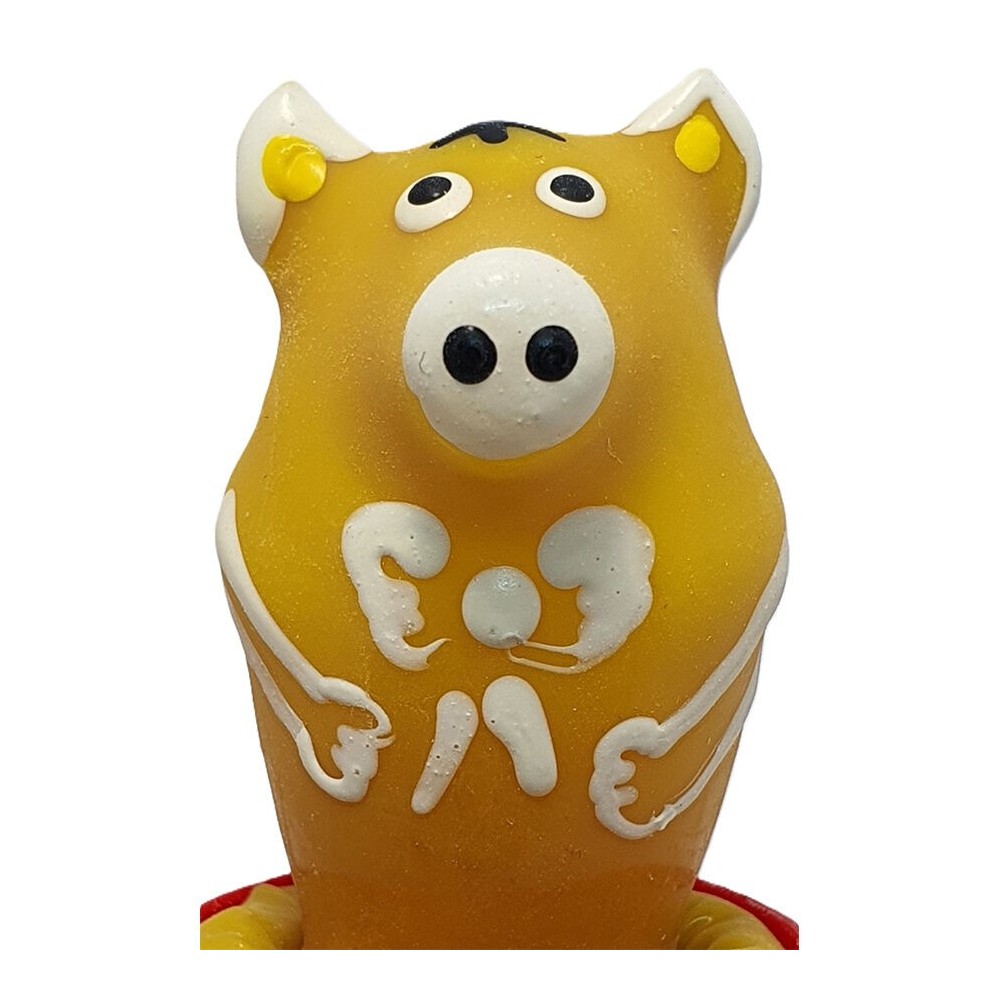 CONDOMERIE - PRÉSERVATIFS FANTAISIE PEINTS À LA MAIN COCHON ASSIS JAUNE