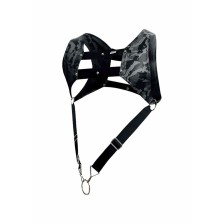 MOB - DNGEON HARNESS MIT SILBERNEM PENISRING, EINE GRÖSSE