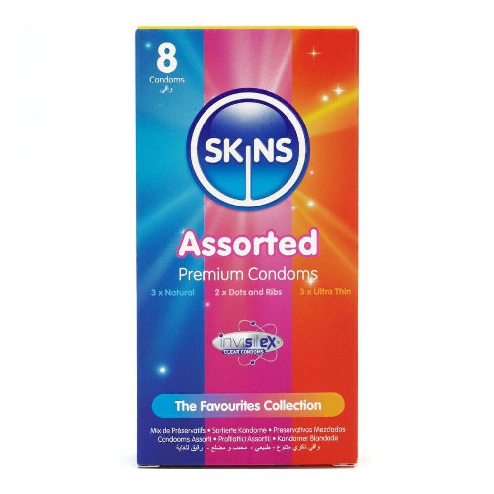 SKINS - PACOTE COM 8 PRESERVATIVOS PREMIUM VARIADOS