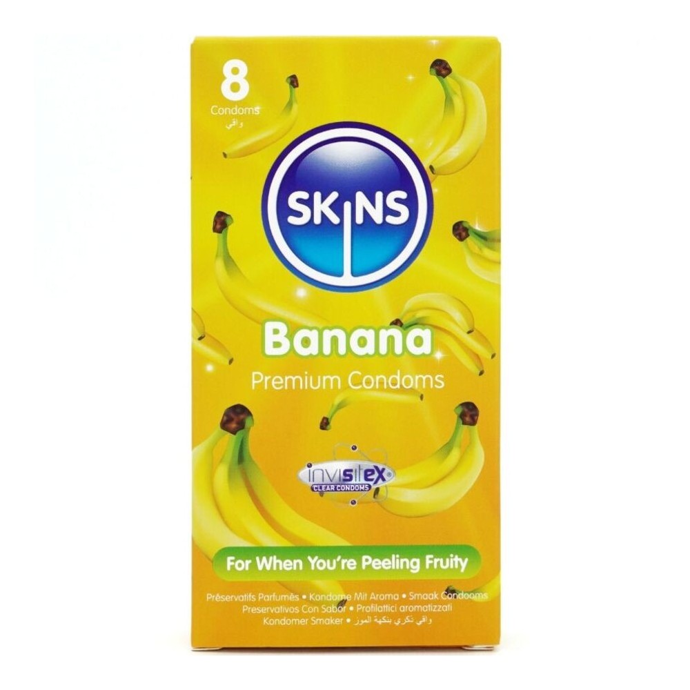 SKINS - PRESERVATIVI BANANA PREMIUM CONFEZIONE DA 8