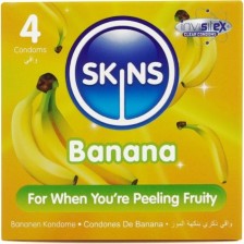 SKINS - PRESERVATIVI BANANA PREMIUM CONFEZIONE DA 4