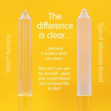 SKINS - PRESERVATIVI BANANA PREMIUM CONFEZIONE DA 4