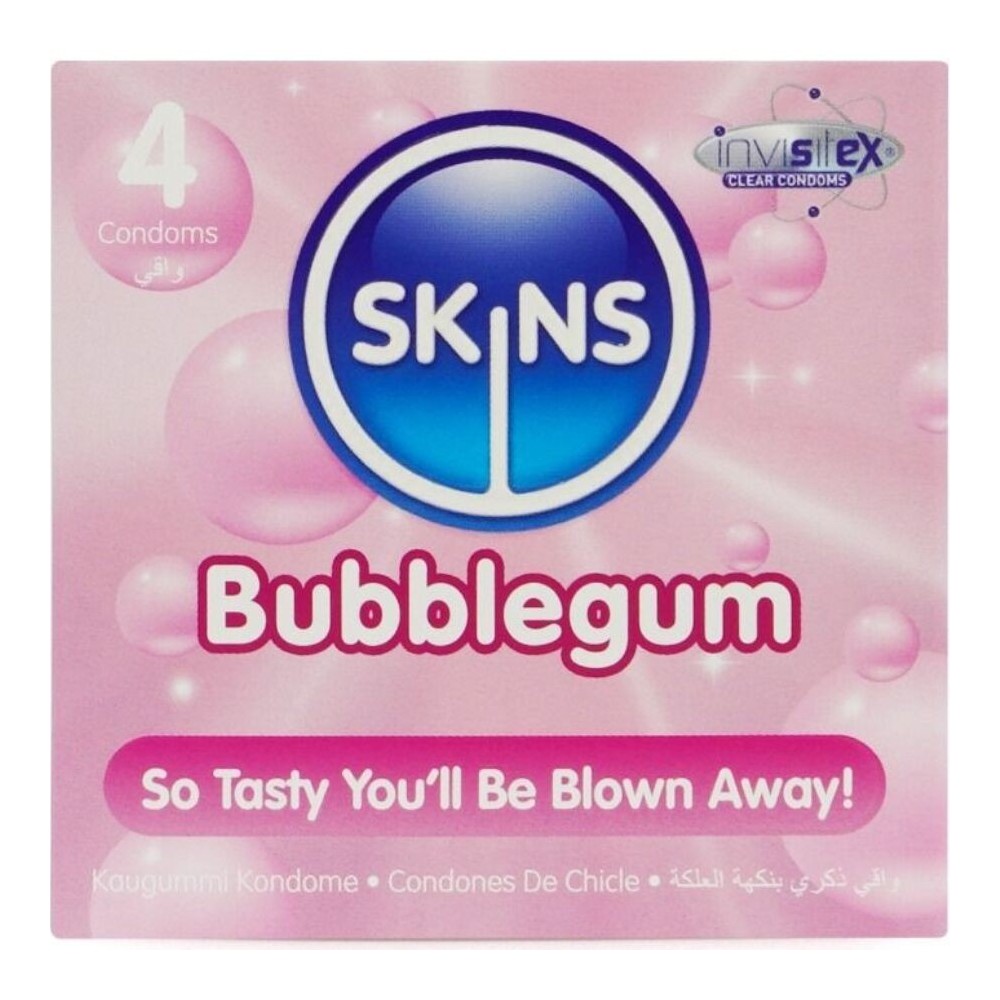 SKINS - PRESERVATIVOS BUBBLEGUM PREMIUM PACOTE 4